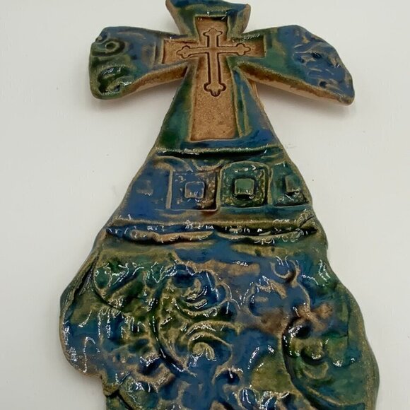 Remember the Cross 10 Other - Sgnd "Remember the Cross 10" Art Pottery Religious Christianity Cross Wall Hang